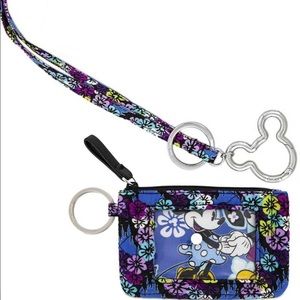 Disney Vera Bradley Blue ID zip case + lanyard set